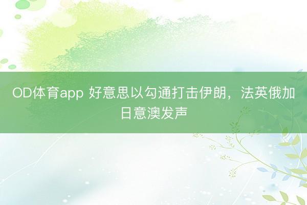 OD体育app 好意思以勾通打击伊朗，法英俄加日意澳发声