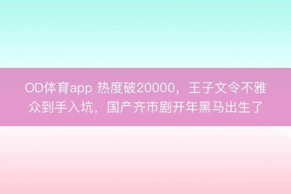 OD体育app 热度破20000，王子文令不雅众到手入坑，国产齐市剧开年黑马出生了
