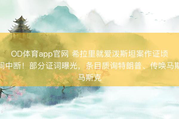 OD体育app官网 希拉里就爱泼斯坦案作证顷刻间中断！部分证词曝光，条目质询特朗普、传唤马斯克