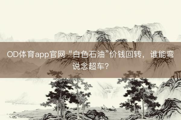 OD体育app官网 “白色石油”价钱回转，谁能弯说念超车？