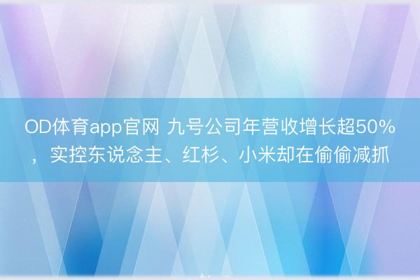 OD体育app官网 九号公司年营收增长超50%，实控东说念主、红杉、小米却在偷偷减抓