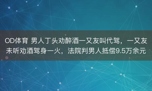OD体育 男人丁头劝醉酒一又友叫代驾，一又友未听劝酒驾身一火，法院判男人抵偿9.5万余元