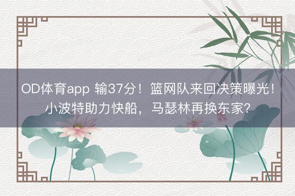 OD体育app 输37分！篮网队来回决策曝光！小波特助力快船，马瑟林再换东家？