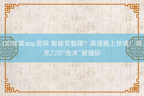 OD体育app官网 智能变智障？高速路上惊魂！领克Z20“泡沫”被撞碎