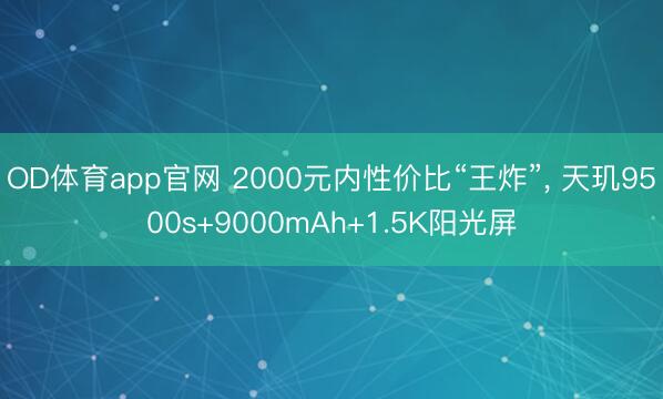 OD体育app官网 2000元内性价比“王炸”, 天玑9500s+9000mAh+1.5K阳光屏