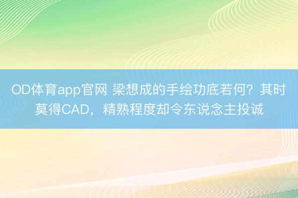 OD体育app官网 梁想成的手绘功底若何？其时莫得CAD，精熟程度却令东说念主投诚