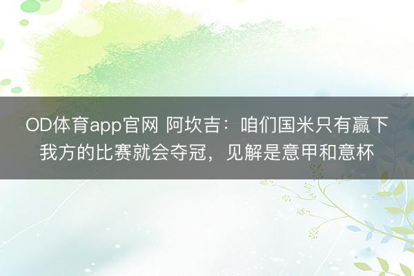 OD体育app官网 阿坎吉：咱们国米只有赢下我方的比赛就会夺冠，见解是意甲和意杯