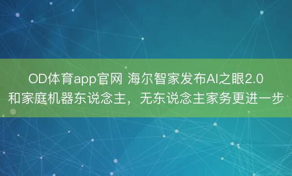 OD体育app官网 海尔智家发布AI之眼2.0和家庭机器东说念主，无东说念主家务更进一步