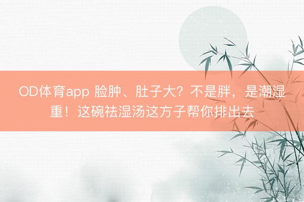 OD体育app 脸肿、肚子大？不是胖，是潮湿重！这碗祛湿汤这方子帮你排出去