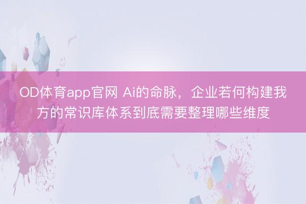 OD体育app官网 Ai的命脉，企业若何构建我方的常识库体系到底需要整理哪些维度