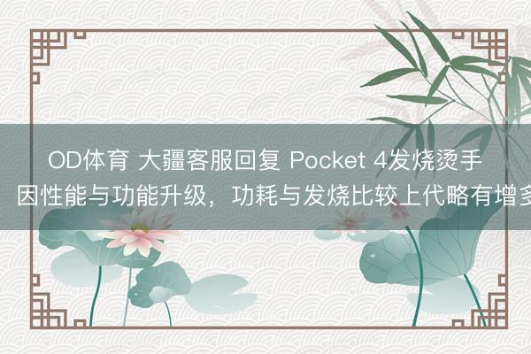 OD体育 大疆客服回复 Pocket 4发烧烫手：因性能与功能升级，功耗与发烧比较上代略有增多