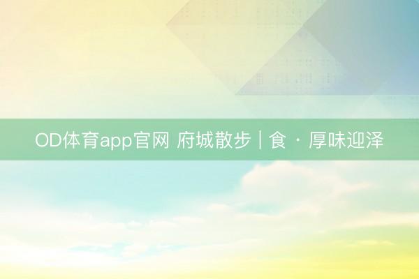 OD体育app官网 府城散步 | 食 · 厚味迎泽