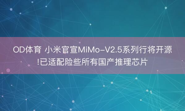OD体育 小米官宣MiMo-V2.5系列行将开源!已适配险些所有国产推理芯片