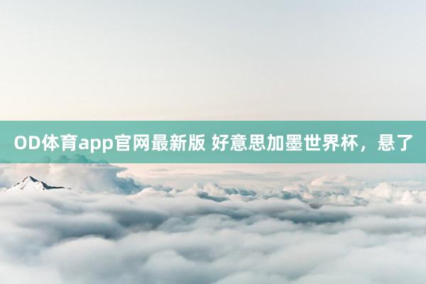 OD体育app官网最新版 好意思加墨世界杯，悬了