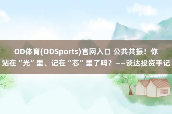 OD体育(ODSports)官网入口 公共共振！你站在“光”里、记在“芯”里了吗？——谈达投资手记