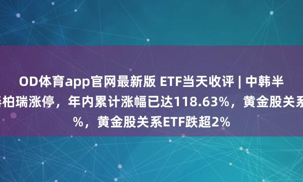 OD体育app官网最新版 ETF当天收评 | 中韩半导体ETF华泰柏瑞涨停，年内累计涨幅已达118.63%，黄金股关系ETF跌超2%