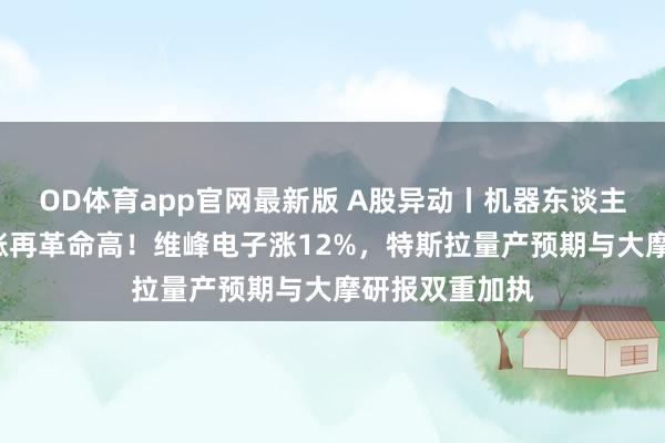 OD体育app官网最新版 A股异动丨机器东谈主主张指数4连涨再革命高！维峰电子涨12%，特斯拉量产预期与大摩研报双重加执