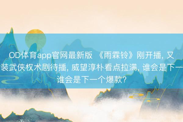 OD体育app官网最新版 《雨霖铃》刚开播， 又有3部古装武侠权术剧待播， 威望淳朴看点拉满， 谁会是下一个爆款?