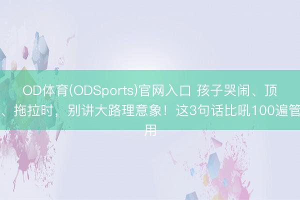 OD体育(ODSports)官网入口 孩子哭闹、顶撞、拖拉时，别讲大路理意象！这3句话比吼100遍管用