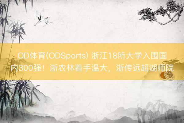 OD体育(ODSports) 浙江18所大学入围国内300强！浙农林着手温大，浙传远超湖师院