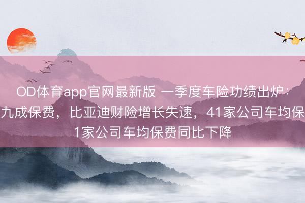 OD体育app官网最新版 一季度车险功绩出炉：Top10揽下九成保费，比亚迪财险增长失速，41家公司车均保费同比下降