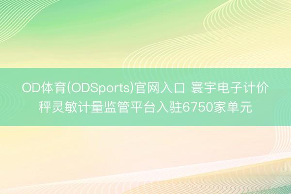 OD体育(ODSports)官网入口 寰宇电子计价秤灵敏计量监管平台入驻6750家单元