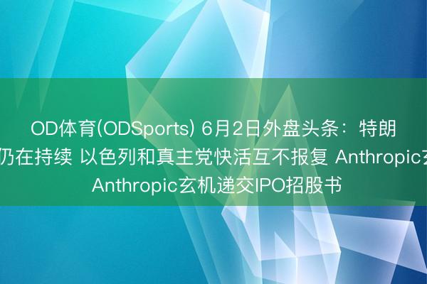 OD体育(ODSports) 6月2日外盘头条：特朗普称与伊朗的谈判仍在持续 以色列和真主党快活互不报复 Anthropic玄机递交IPO招股书