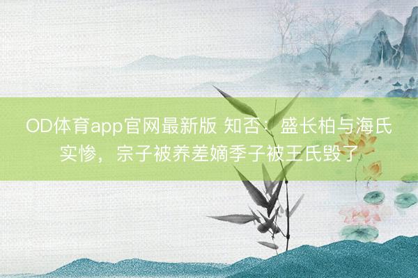 OD体育app官网最新版 知否：盛长柏与海氏实惨，宗子被养差嫡季子被王氏毁了