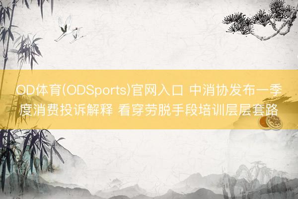 OD体育(ODSports)官网入口 中消协发布一季度消费投诉解释 看穿劳脱手段培训层层套路