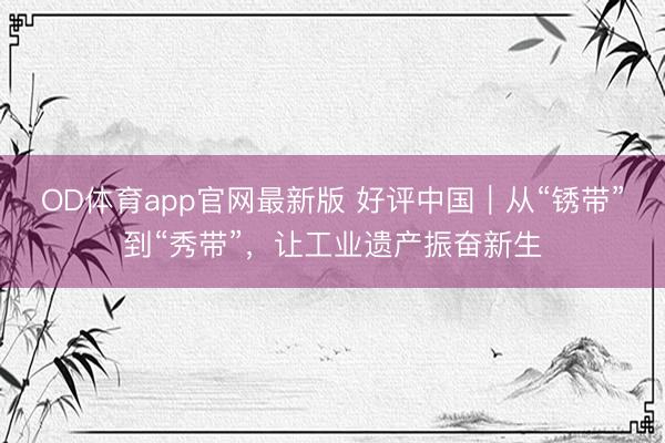OD体育app官网最新版 好评中国｜从“锈带”到“秀带”，让工业遗产振奋新生