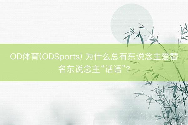 OD体育(ODSports) 为什么总有东说念主爱替名东说念主“话语”？