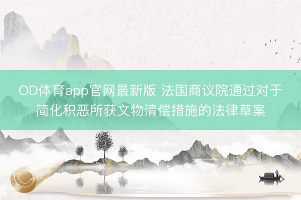 OD体育app官网最新版 法国商议院通过对于简化积恶所获文物清偿措施的法律草案
